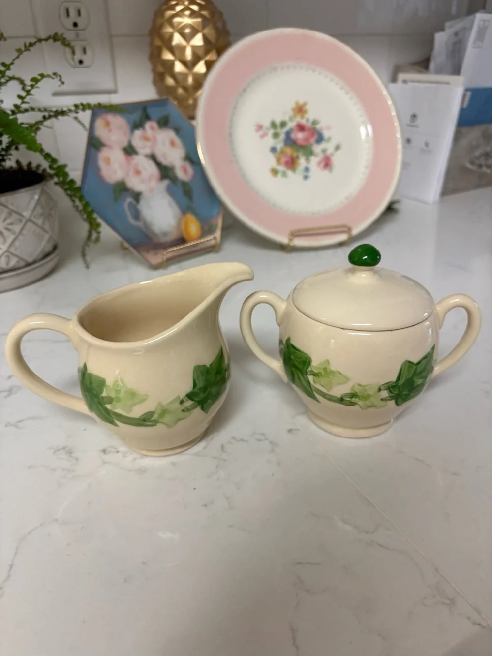 Vintage Franciscan Ivy Creamer and Sugar Set